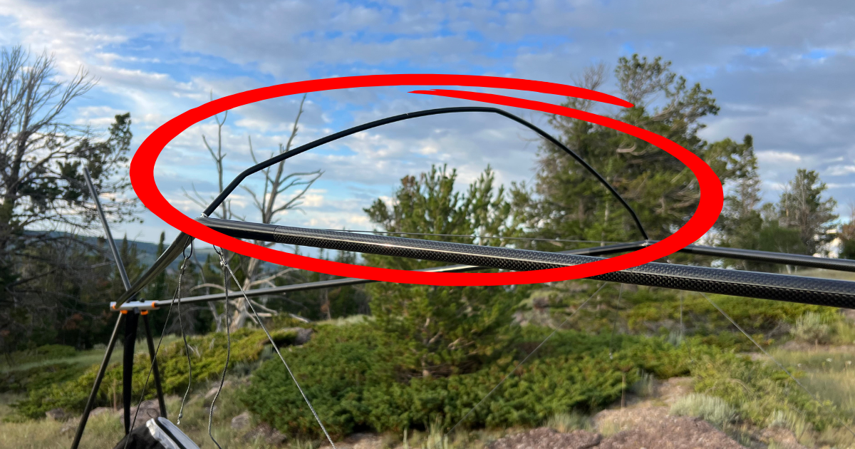 Cricket brow pole on Cricket 2.0 hammock stand with red circle around it